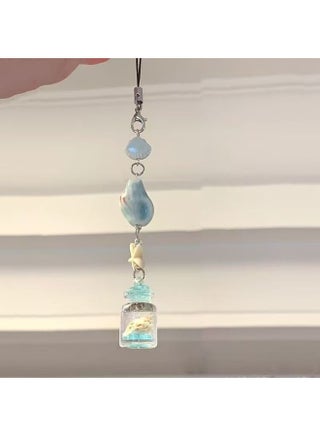 Kawaii Beaded  Phone Charms Strap Cute Ocean Wishing Bottle Cell Phone Lanyard Wrist Strap（blue） - view 3